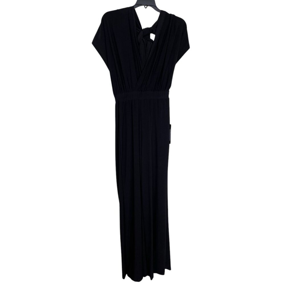 Bebe Jumpsuit Romper Womens Size Small S Black Tie Neck Open Back